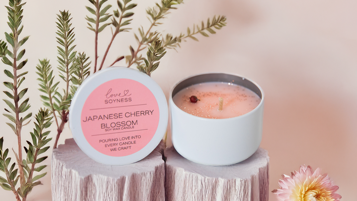 Japanese Cherry Blossom Tin Candle